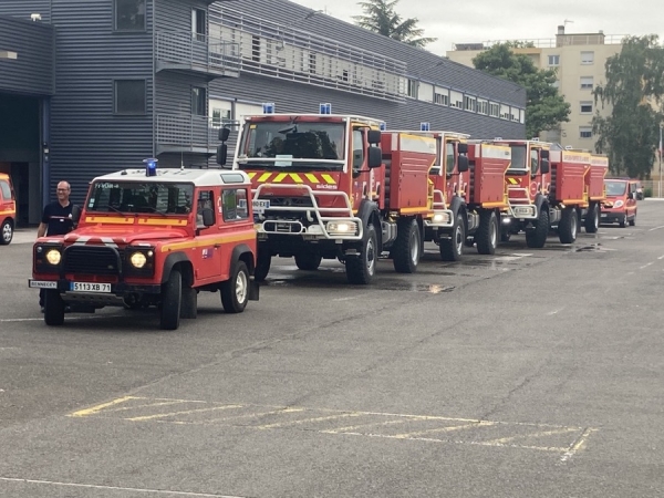 La colonne Bravo est partie ce matin du centre de secours de Mâcon.