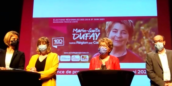 REGIONALES -  A Besançon,  Marie-Guite Dufay a dévoilé 20 de ses 100 propositions