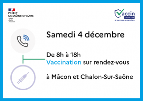 Samedi de vaccination sur rendez-vous à Mâcon et Chalon-sur-Saône