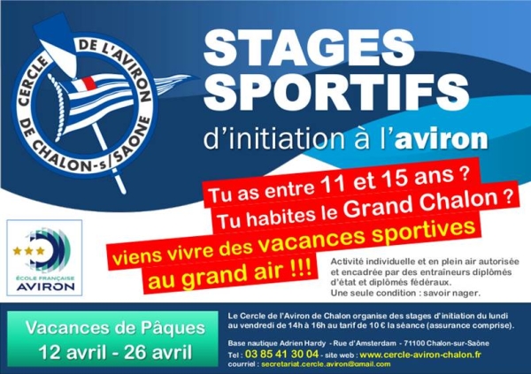 Pour s’aérer pendant les vacances de Pâques, le Cercle de l’Aviron de Chalon organise des stages sportifs d’initiation à l'aviron