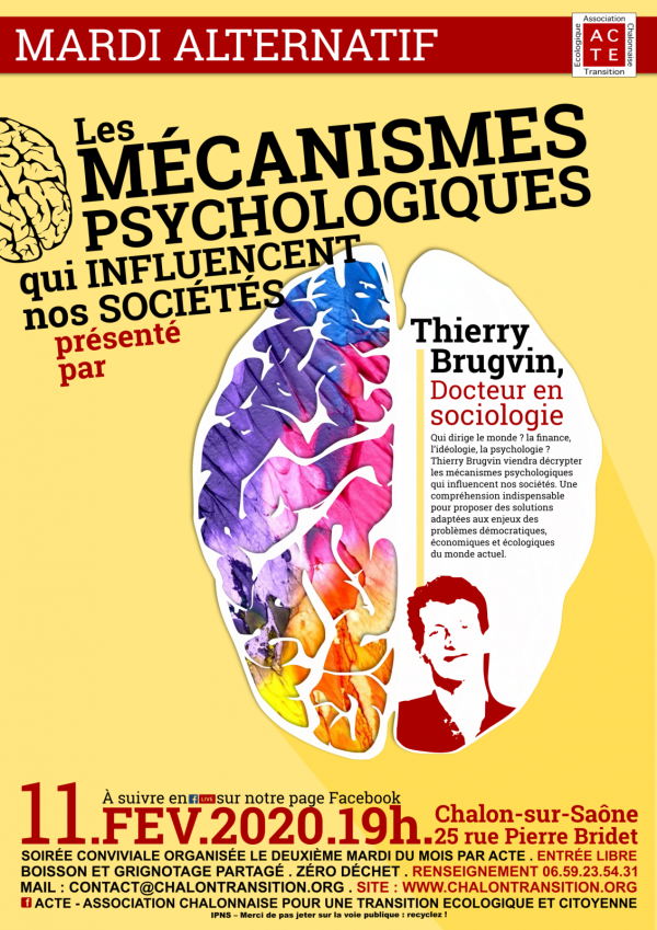 Conférence/débat - Les mécanismes psychologiques qui influencent nos sociétés 