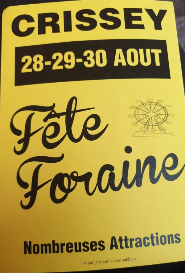 Fête foraine annoncée ce week-end à Crissey