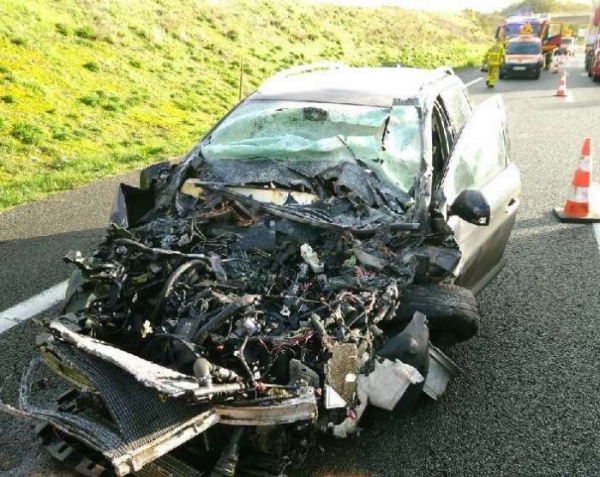 RCEA : Un automobiliste Chalonnais  miraculé, après s'être encastré dans ans la descente des Baudots