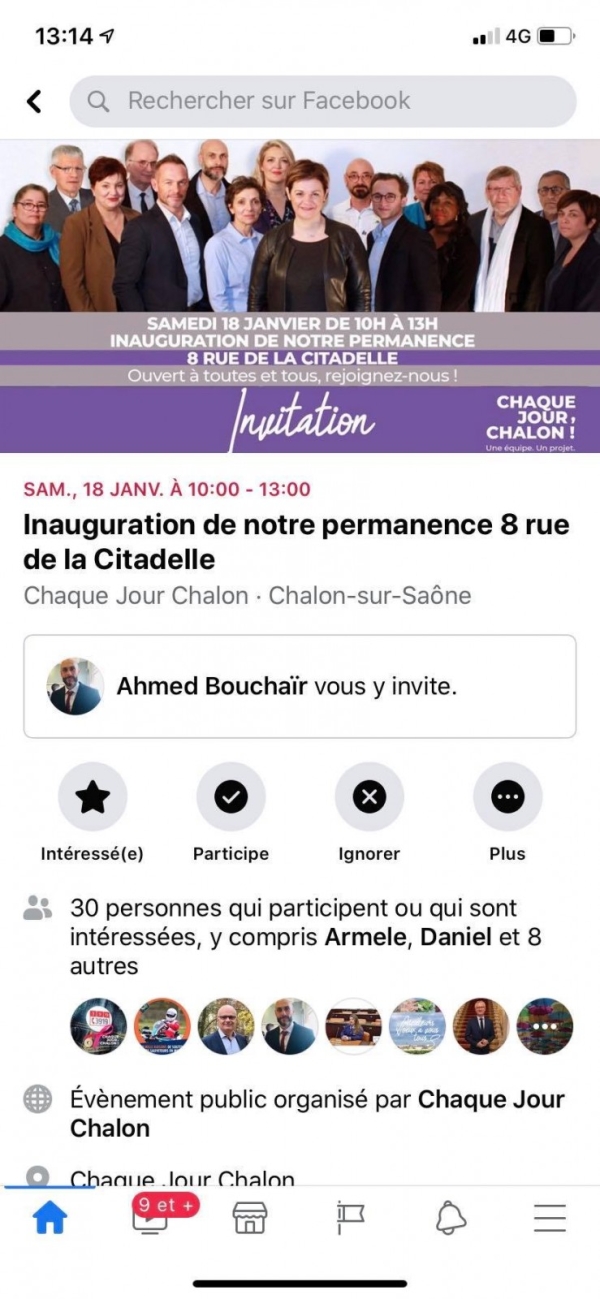 MUNICIPALES - Quand le candidat d'Ensemble Chalon annonce sa participation à l'inauguration de la permanence de Chaque Jour Chalon 