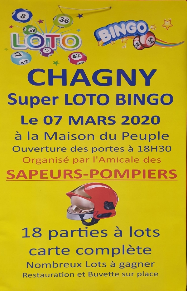 Grand loto de l'Amicale des Sapeurs Pompiers de  Chagny 