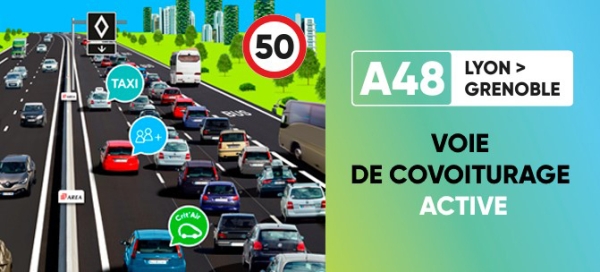 Ouverture d’une voie de covoiturage sur l’A48 à l’entrée de Grenoble au mois de septembre 2020