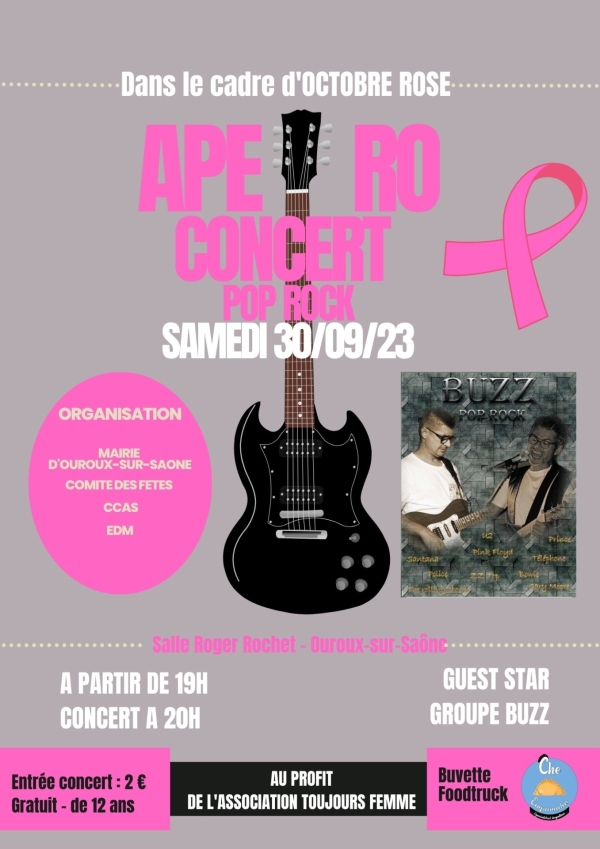 OCTOBRE ROSE - Apéro concert samedi à Ouroux sur Saône 