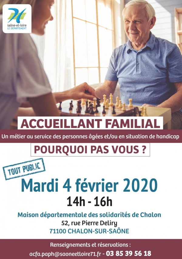 Maison des solidarités de Chalon-sur-Saône : S’informer sur le métier d’accueillant(e) familial(e) pour personnes âgées et adultes handicapés 