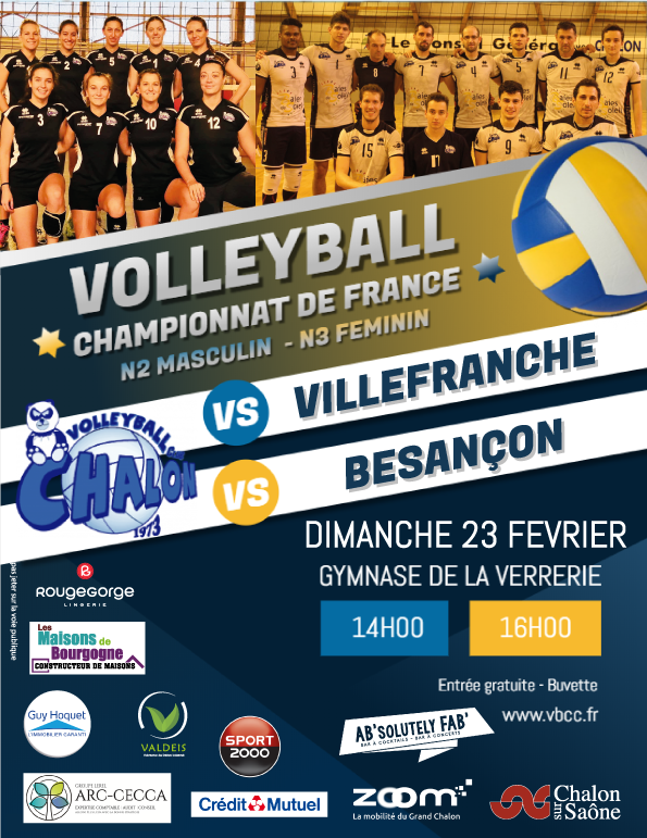 Dimanche Volley-ball à la Verrerie avec la réception de Villefranche et de Besançon 