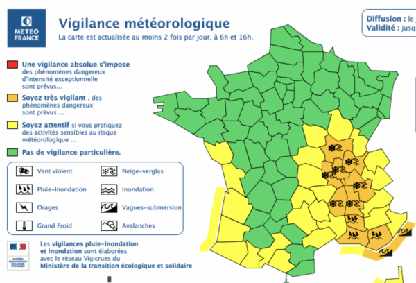 Météo France place la Saône-et-Loire en vigilance orange neige-verglas