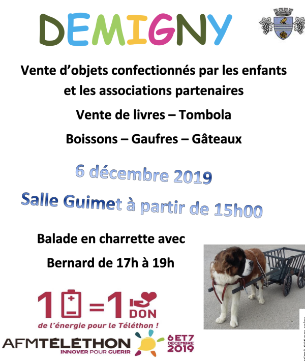 TELETHON 2019 - Vente d'objets confectionnés par les enfants à Demigny