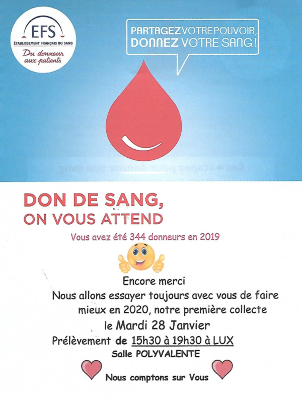 Collecte de sang annoncée 