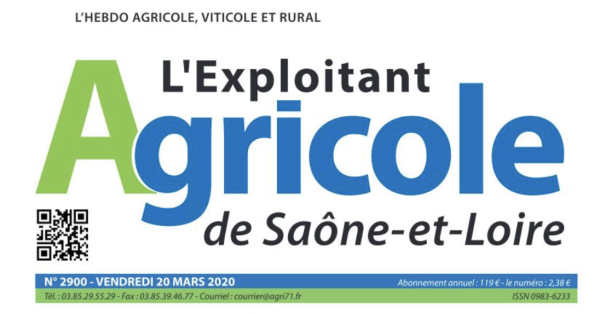 CORONAVIRUS - Notre confrère, l'Exploitant Agricole de Saône et Loire en libre consultation sur internet 