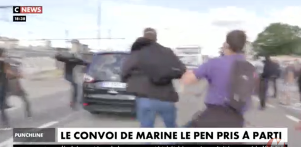 Quand le véhicule de Marine Le Pen est pris à partie à Dijon... 