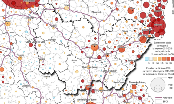 En mars et avril 2020, un épisode de forte hausse des décès concentré dans quelques territoires de Bourgogne-Franche-Comté