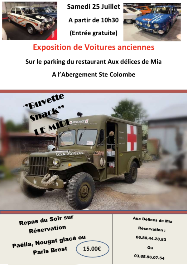 Une exposition de voitures anciennes annoncée à l'Abergement Sainte Colombe 