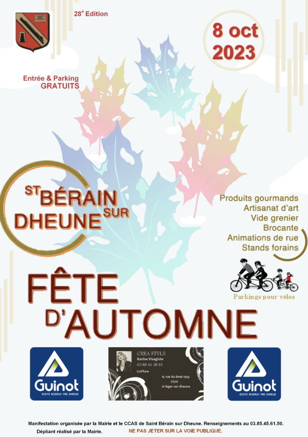 La fête d'automne de Saint Bérain sur Dheune vous donne rendez-vous ce dimanche 