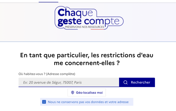 VigiEeau - En insérant votre adresse postale, vous savez exactement ce que vous avez le droit de faire ou pas avec l'eau potable 