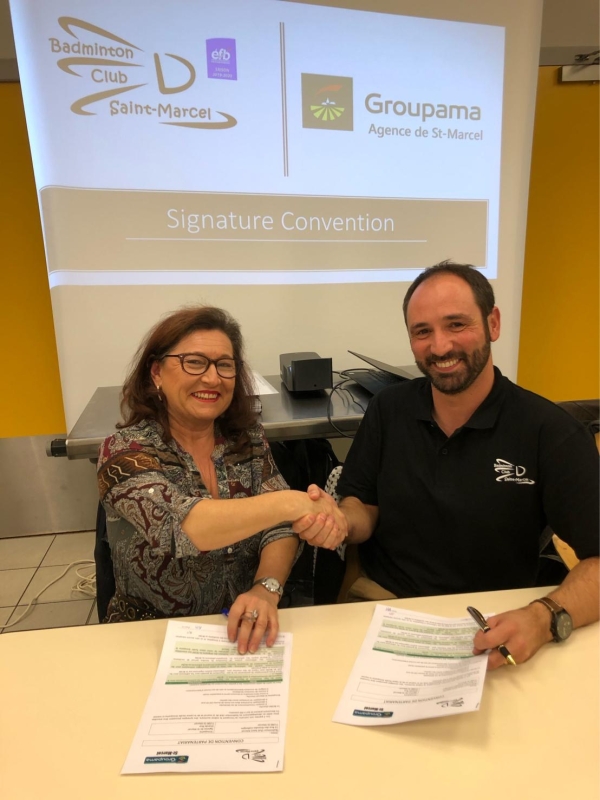 Signature d'une convention entre Groupama St-Marcel et le BCSM