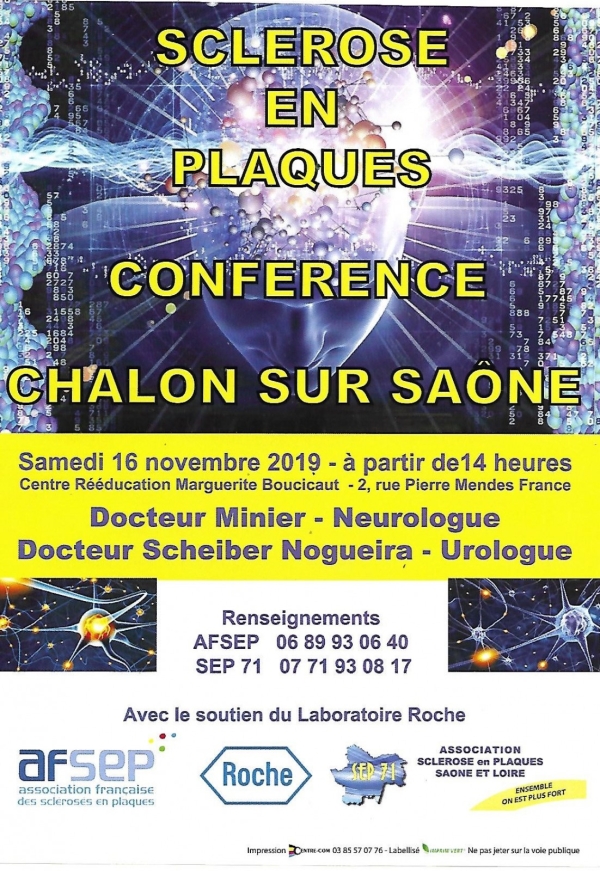 La sclérose en plaques.. parlons-en ! Une conférence est organisée ce samedi à Chalon sur Saône 