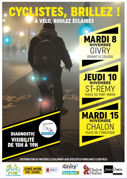 Saint-Rémy, Givry, Chalon-sur-Saône, VéloSurSaône sensibilise sur les questions d'éclairage de vos deux roues