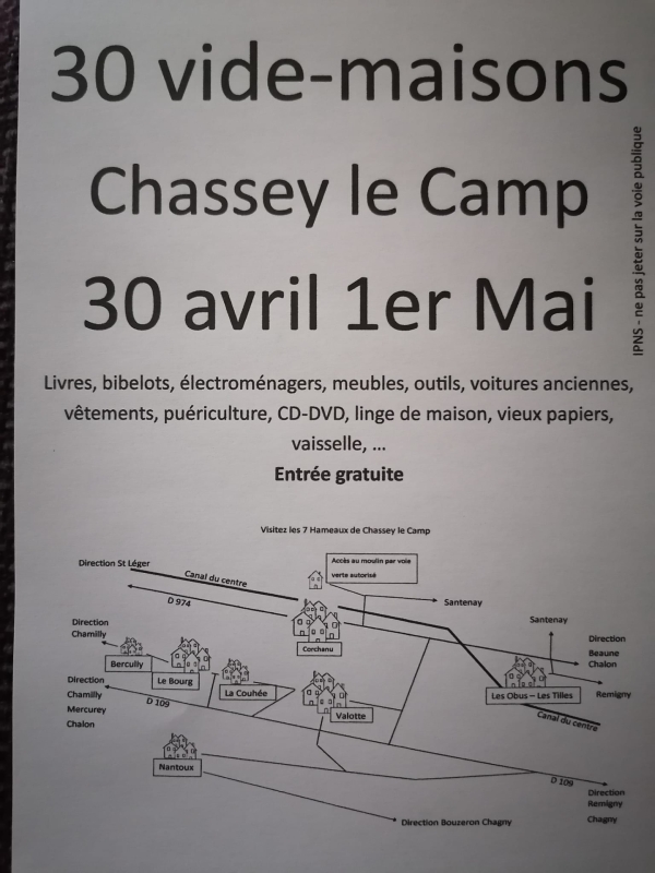 BROCANTE - VIDE MAISONS - Chassey le camp vous attend samedi et dimanche 