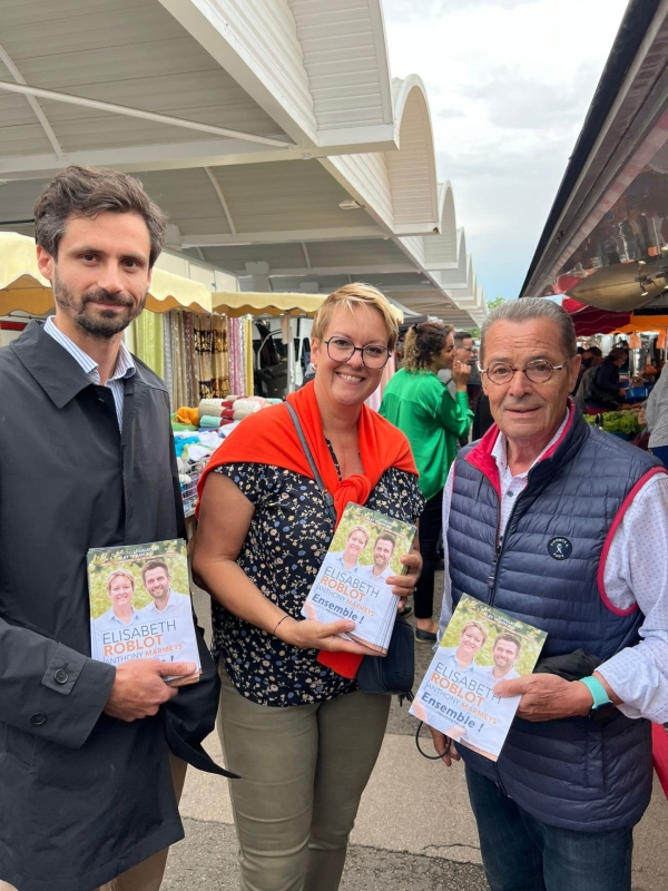 LEGISLATIVES - 4e circonscription de Saône et Loire - Matinée de tractage au marché du Stade à Chalon pour Élisabeth Roblot,