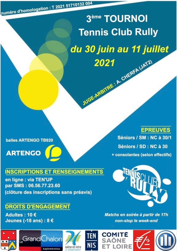 TOURNOI TENNIS RULLY - Il n'est pas trop tard pour vous inscrire ! 