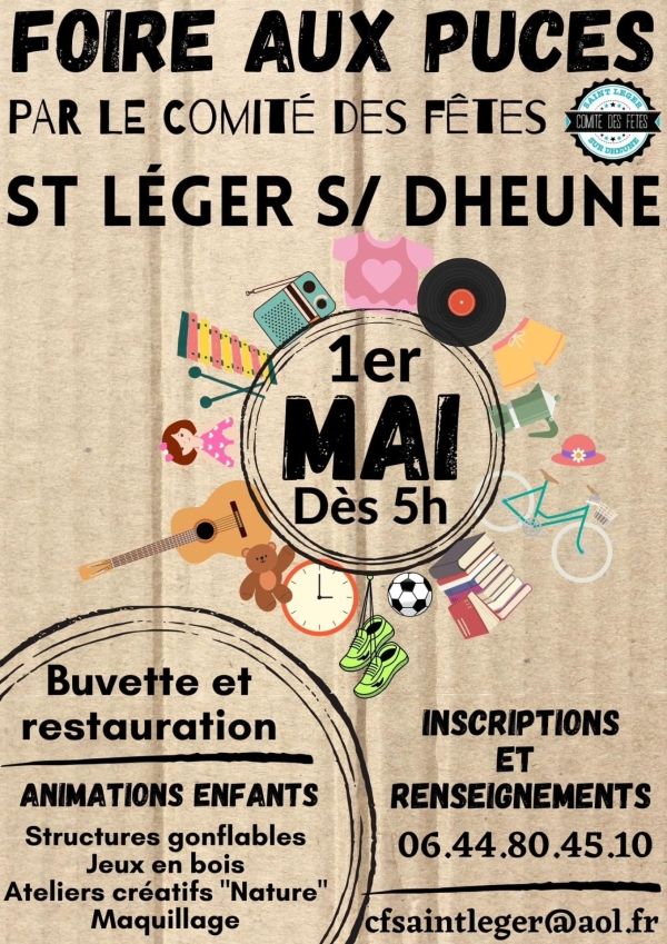 C'est encore temps de vous inscrire pour la grande foire aux puces du 1er mai à Saint Léger sur Dheune 