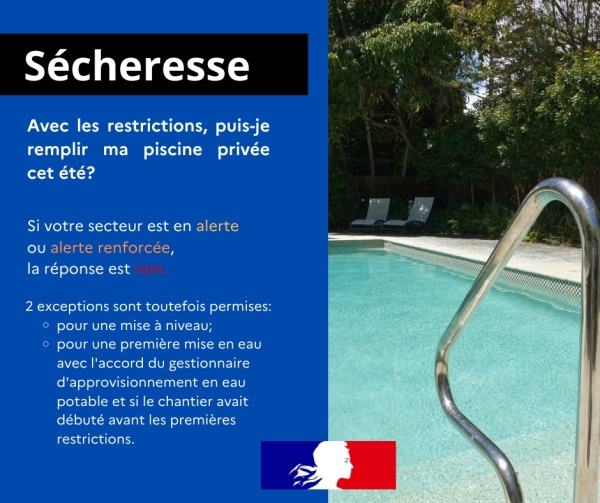 PISCINES - Attention des restrictions sont en vigueur en Saône et Loire 