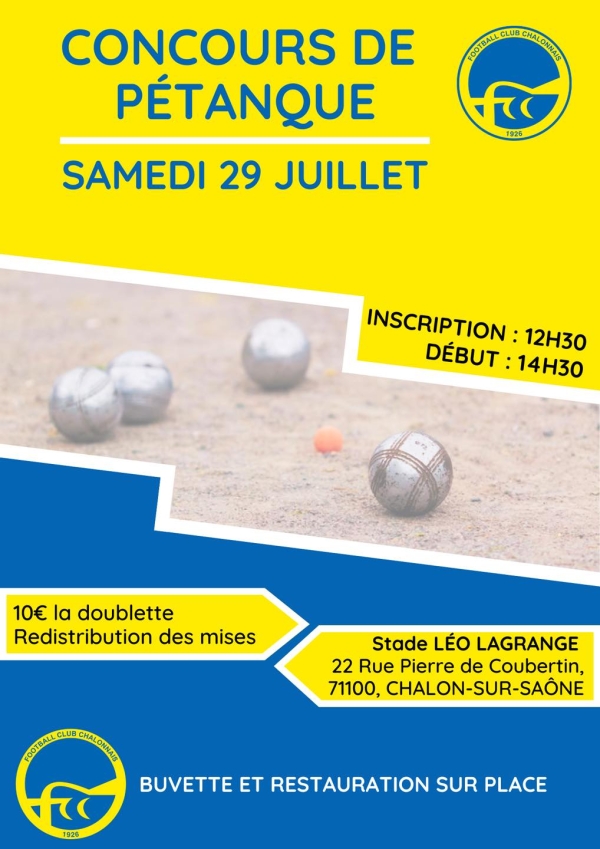 Concours de pétanque ce samedi 29 juillet pour le Football club Chalon 