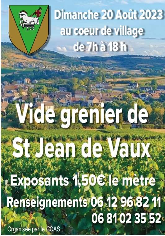 Vide-greniers dimanche prochain à Saint-jean de Vaux 