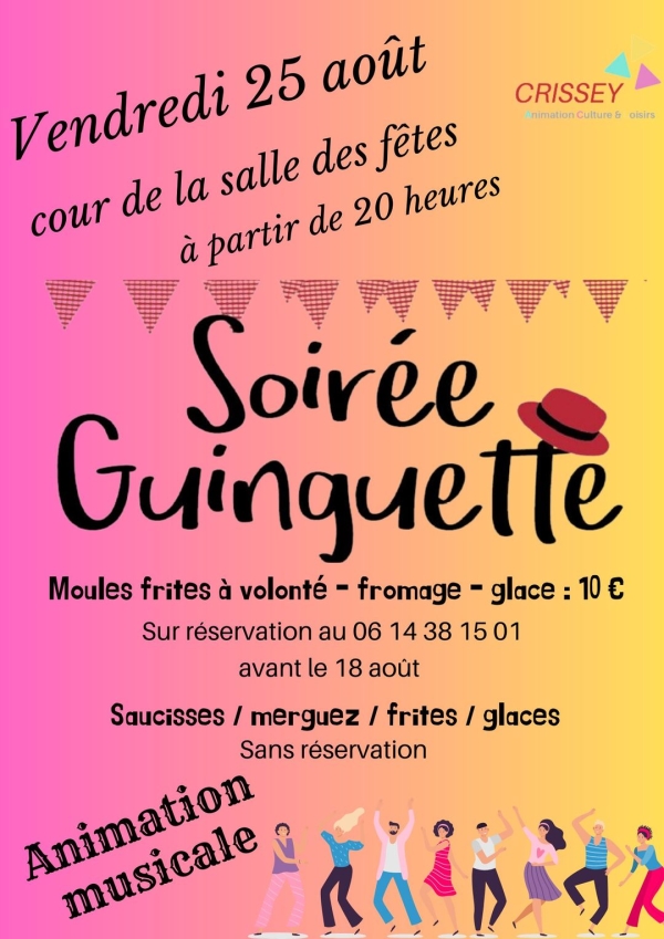 Soirée guinguette  le 25 août à Crissey 