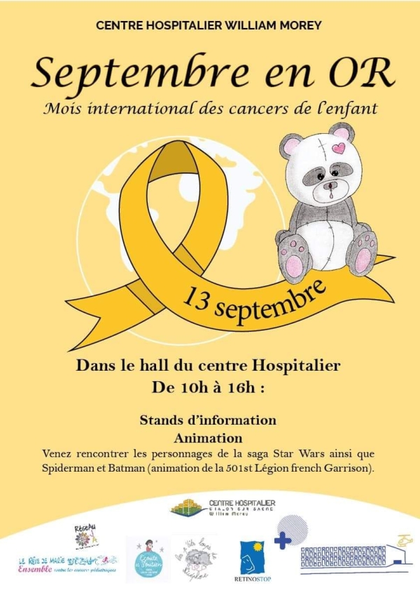 CANCERS PEDIATRIQUES - Septembre en or vous donne rendez-vous le 13 septembre à l'hôpital de Chalon 