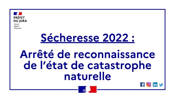 SECHERESSE - 13 nouvelles communes du Jura concernées par l'arrêté de catastrophe naturelle 