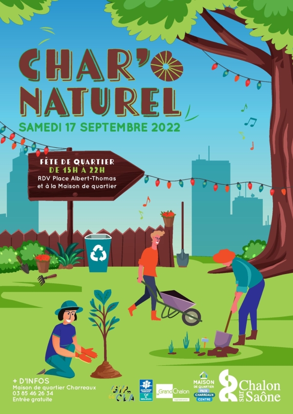 Char’O naturel le samedi 17 septembre de 15h à 22h,  à la Maison de quartier des Charreaux