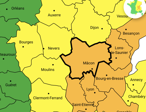 La Saône et Loire à nouveau placée en alerte orange aux orages 