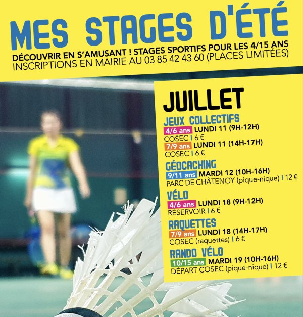 STAGES D'ETE - C'est le moment de vous inscrire à l'Ecole Municipale des Sports de Saint-Marcel 