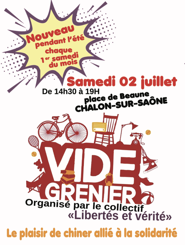 vide-greniers pour le Collectif Libertés et Vérité ce samedi Place de Beaune 