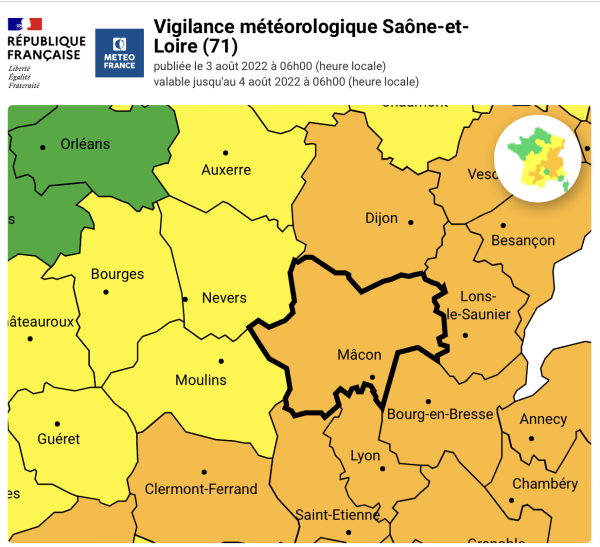 La Saône et Loire placée en alerte orange à la canicule 