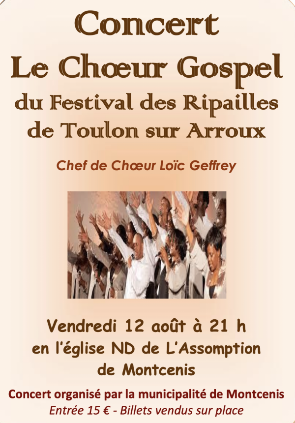 Le Choeur Gospel du Festival des Ripailles de Toulon sur Arroux vous donne rendez-vous