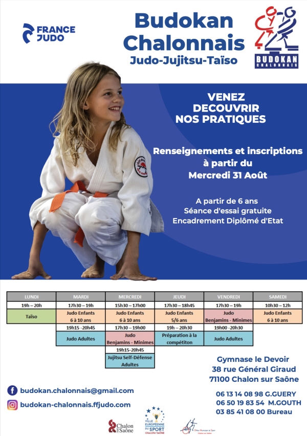 BUDOKAN CHALONNAIS - Vous souhaitez vous inscrire et découvrir les pratiques sportives ? 