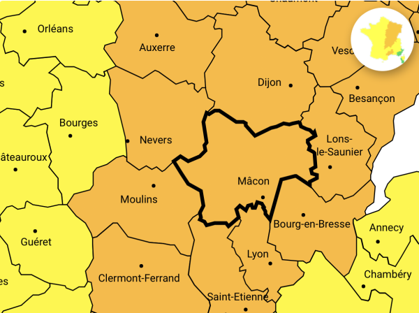 La Saône et Loire en vigilance orange ce mardi aux orages 