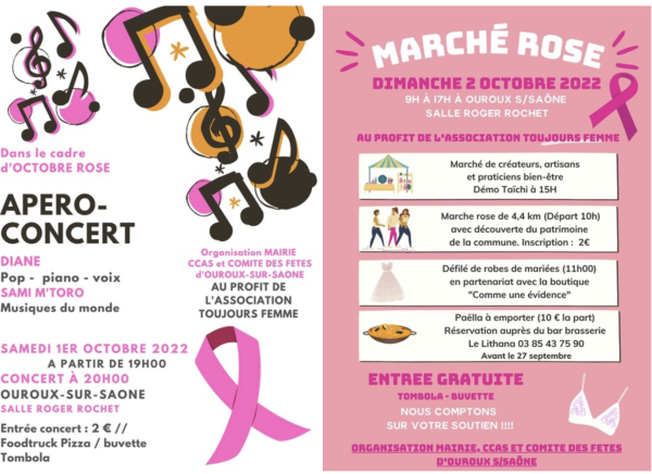 OCTOBRE ROSE - Notez sur vos agendas les animations à Ouroux-sur-Saône 