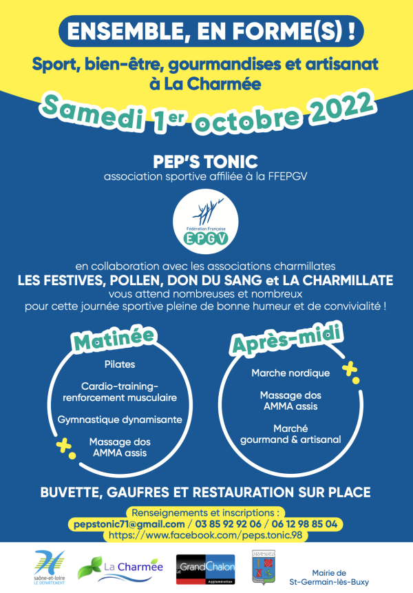 Sport, bien-être, gourmandises et artisanat à La Charmée ce samedi 1er octobre 