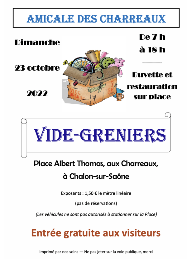 vide-greniers de l'Amicale des Charreaux le 23 octobre 