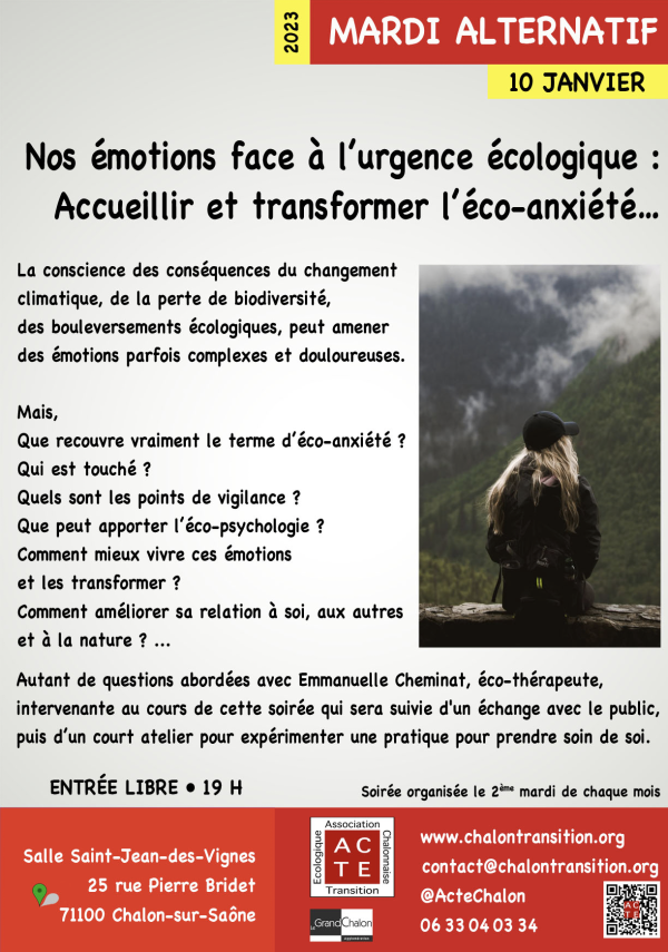 La question de l'éco-anxiété au sujet du prochain Mardi Alternatif 