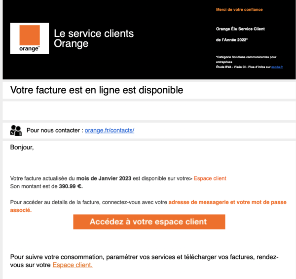 Attention à l'arnaque avec les faux mails d'Orange 