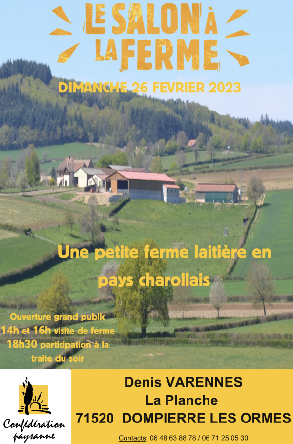 La Confédération Paysanne de Saône et Loire vous donne rendez-vous pour son Salon à la ferme