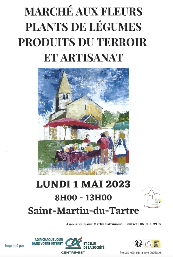 Marché aux fleurs et artisans à Saint Martin du Tartre le 1er mai 